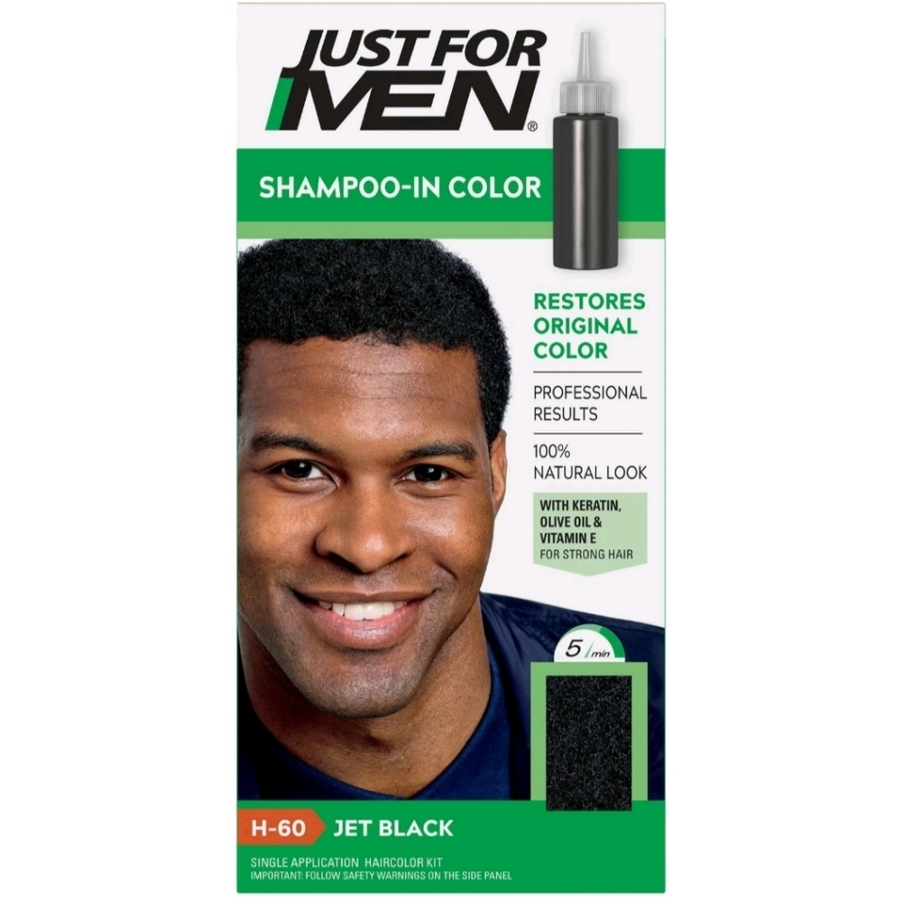 Just For Men Shampoo in Color Permanent Hair Dye Gray Coverage Jet Black H-60